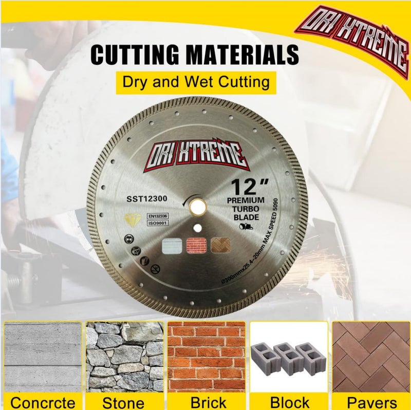 ORIXTREME 12Inch Diamond Saw Blade,Turbo Rim General Purpose Blade Dry/Wet Cutting Concrete,Reinforced Concrete, Masonry, Brick, Block,Stone 1"-20mm Arbor - Image 4